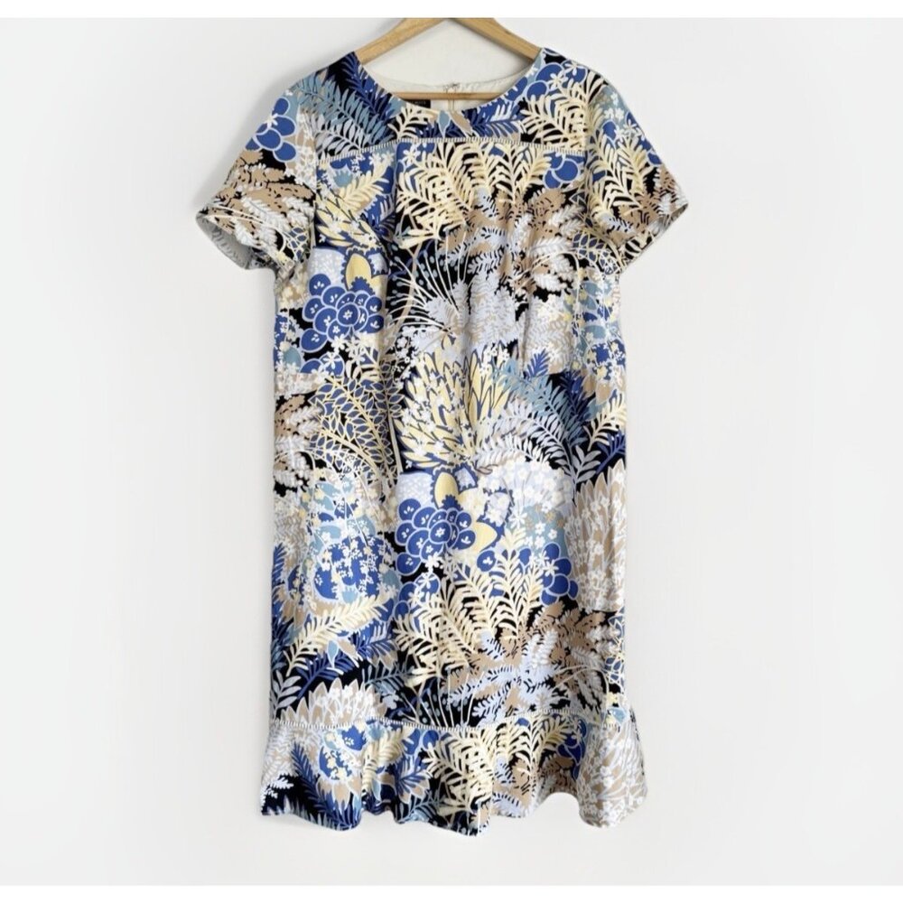 Talbots Women’s Shift Tropical Floral Dress 16W Ruffle Hem Office Casual